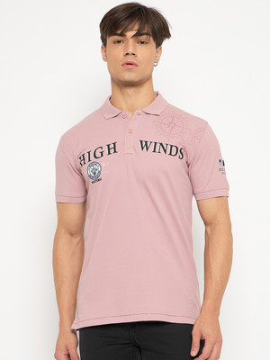 DUKE Printed Men Polo Neck Pink T-Shirt