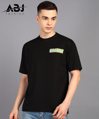 ABJ Fashion Printed Men Round Neck Black T-Shirt