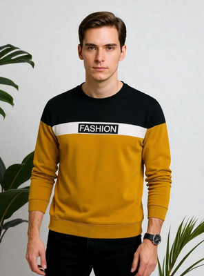 TrendShaper Printed Men Round Neck Yellow T-Shirt