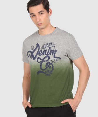 U.S. POLO ASSN. Typography Men Round Neck Green T-Shirt