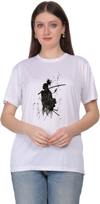 LIFE STYLE COMMERCE Graphic Print Women Round Neck White T-Shirt