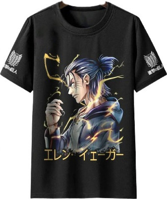 ON TREND Printed Men Round Neck Black T-Shirt