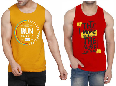 WOOSTRO Printed Men Scoop Neck Yellow, White, Red T-Shirt