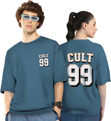 Twinny Zone Solid Couple Round Neck Blue T-Shirt
