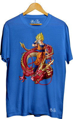 THE PRINT PLATTER Graphic Print Men Round Neck Light Blue T-Shirt