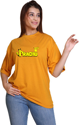 AZF Printed Women Round Neck Yellow T-Shirt