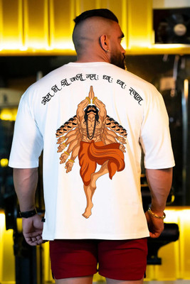 FASHNET FASHION Printed Men Round Neck White T-Shirt