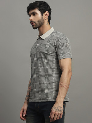 TIMBER HITCH Printed Men Polo Neck Grey T-Shirt