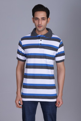 Harbor N Bay Striped Men Polo Neck Multicolor T-Shirt