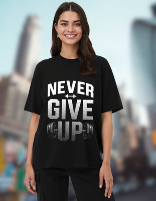 Riwazah Graphic Print, Printed Women Round Neck Black T-Shirt