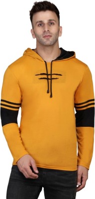 Begone Colorblock Men Hooded Neck Yellow, Black T-Shirt