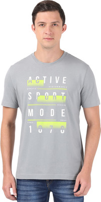JOCKEY Printed, Typography Men Round Neck Grey T-Shirt