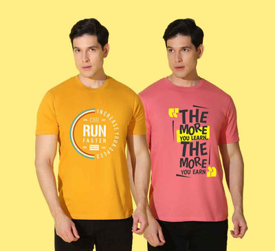WOOSTRO Printed Men Round Neck Multicolor T-Shirt