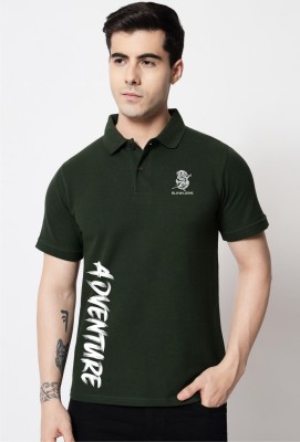 SLOWLORIS Typography Men Polo Neck Green T-Shirt