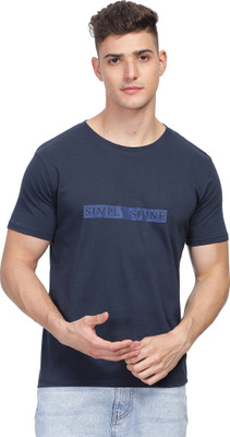 Collection Icon Typography Men Round Neck Dark Blue T-Shirt