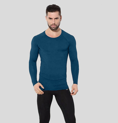 unbeatable Solid Men Round Neck Dark Blue T-Shirt