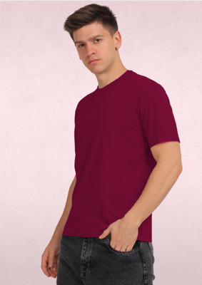 CARLO MAGNO Solid Couple Round Neck Red T-Shirt
