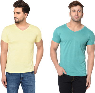 Tresna Fab Solid Men V Neck Multicolor T-Shirt
