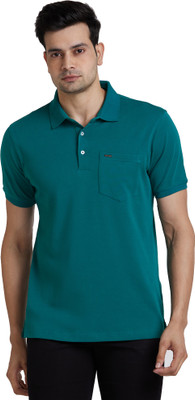 PARK AVENUE Solid Men Polo Neck Green T-Shirt