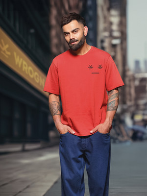 WROGN Printed Men Crew Neck Red T-Shirt