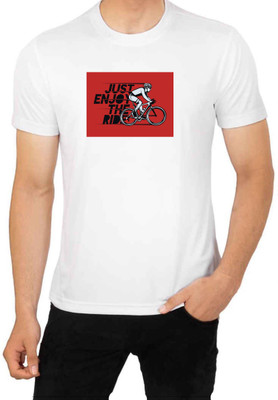 LV CARE Printed Men Round Neck White T-Shirt