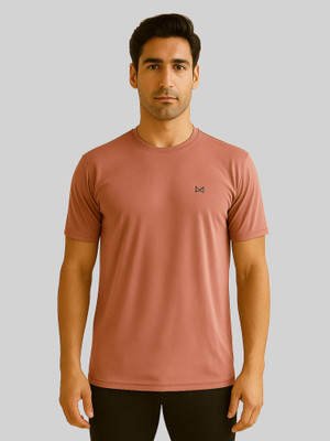 Force NXT Solid Men Round Neck Pink T-Shirt