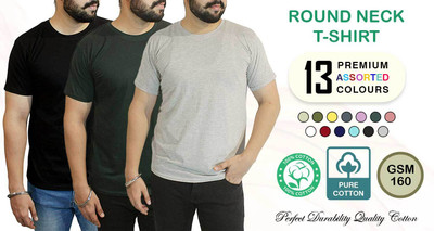 HM HUBB Solid Men Round Neck Multicolor T-Shirt
