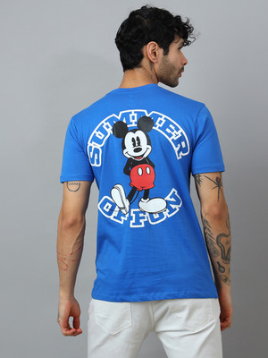 Free Authority Printed Men Round Neck Blue T-Shirt
