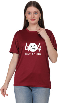 EKTABAZAR Graphic Print Women Round Neck Maroon T-Shirt