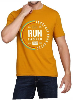 WOOSTRO Typography Men Round Neck Brown T-Shirt