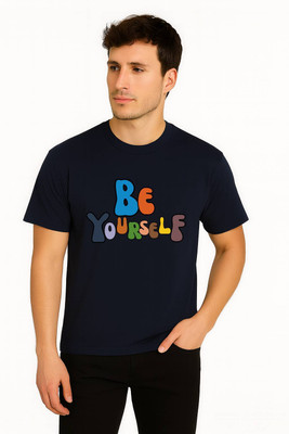 RIVONN Typography Men Round Neck Dark Green T-Shirt