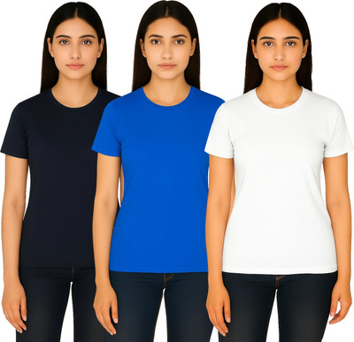 SM SHAYAM CREATION Solid Women Round Neck Multicolor T-Shirt