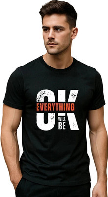 Fabc Typography Men Round Neck Black T-Shirt