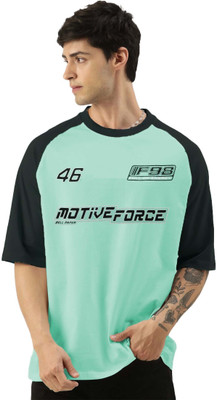 Looper Printed Men Round Neck Light Green T-Shirt