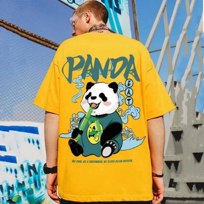 Senotex Printed Men Round Neck Yellow T-Shirt
