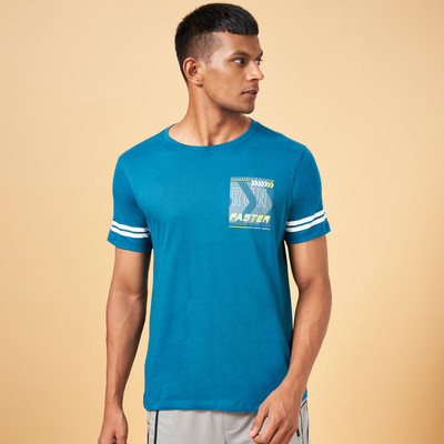 Ajile By Pantaloons Printed, Typography Men Round Neck Blue T-Shirt