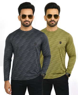 AVOLT Printed Men Round Neck Green, Black T-Shirt