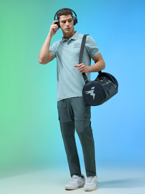 TECHNOSPORT Printed Men Polo Neck Green T-Shirt