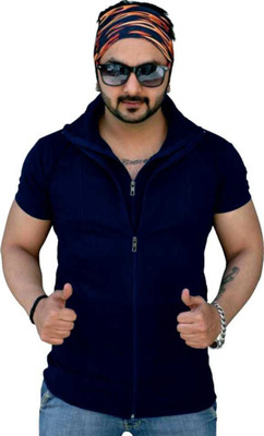 Adorbs Trend Solid Men Polo Neck Dark Blue T-Shirt