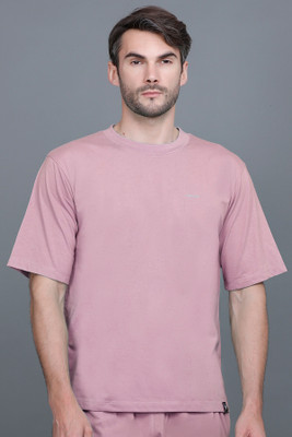 GODFREY Solid Men Round Neck Pink T-Shirt