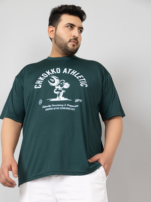 CHKOKKO Printed Men Round Neck Green T-Shirt