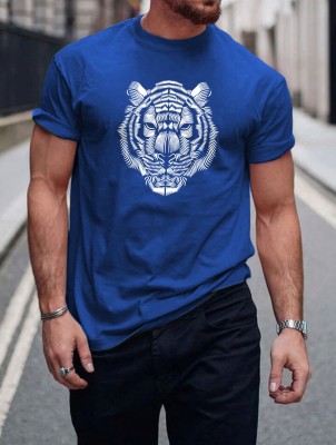 Magneto Printed Men Round Neck Blue T-Shirt