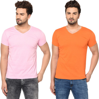 Adorbs Trend Solid Men V Neck White T-Shirt