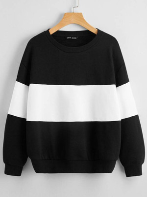 Try This Colorblock Men Round Neck Black, White T-Shirt