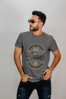TeeBling Graphic Print Men Round Neck Grey T-Shirt
