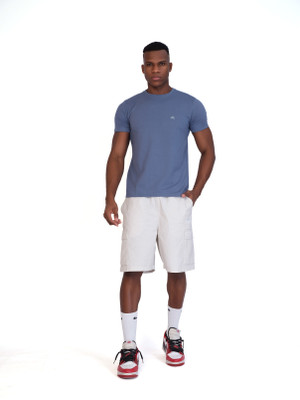 GORELAX Solid Men Crew Neck Navy Blue T-Shirt
