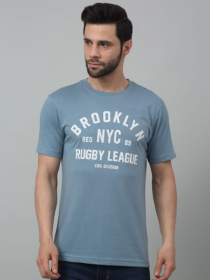 CANTABIL Printed Men Round Neck Blue T-Shirt