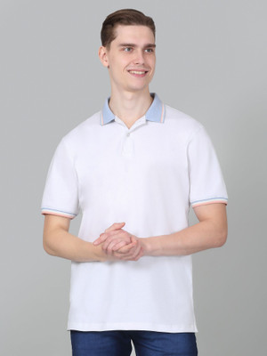 CANTABIL Solid Men Polo Neck White T-Shirt