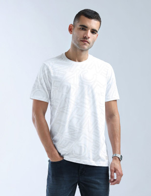 FLYING MACHINE Printed Men Round Neck White T-Shirt
