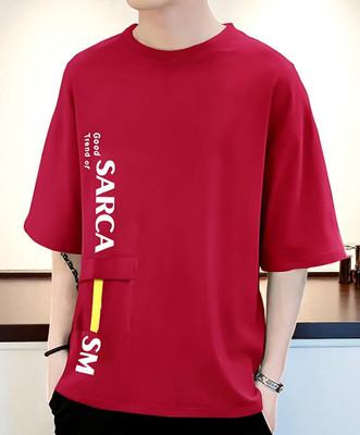 FASHIUM Printed Men Round Neck Red T-Shirt